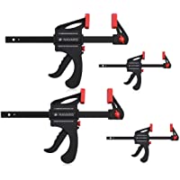 Navaris Set de 4x sargentos de barra - 4 Abrazaderas de carril para apriete interior y exterior - Herramienta de…